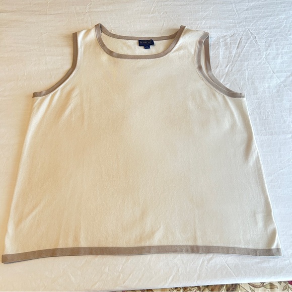 Pendleton Silk Cotton Sweater Shell Tank 2X Cream Taupe Summer Layer - Picture 12 of 15